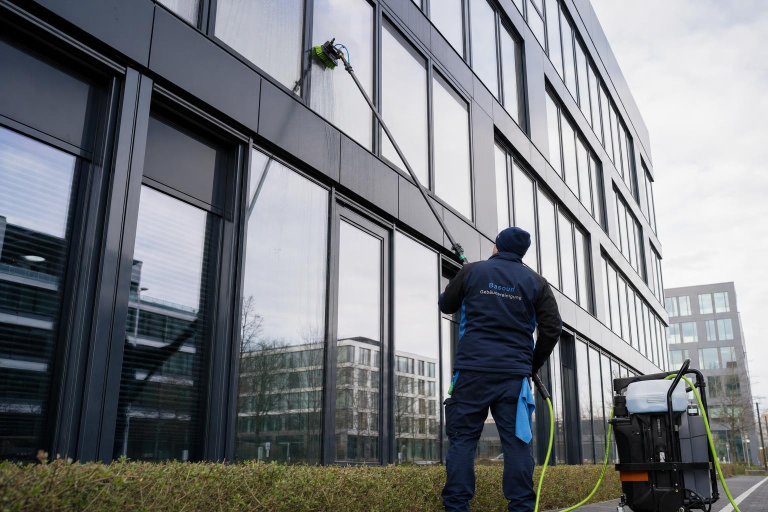 Moderne gepflegte Gebäudefassade als Beispiel für Fassadenreinigung in Rosenheim